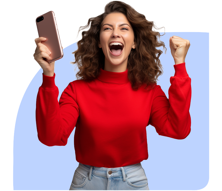 Happy person with cellphone